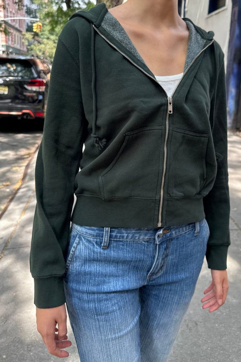 Sweat a Capuche Brandy Melville Christy Vert Foncé | DLK-01874229